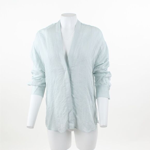 Vince Tonal Stripe V-Neck Blouse in Mint - Picture 2 of 5